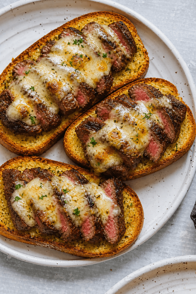 Steak and Cheese Garlic Toast - Balanced Healthy Meals