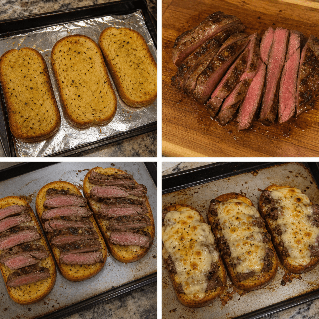 steak and cheese garlic toast