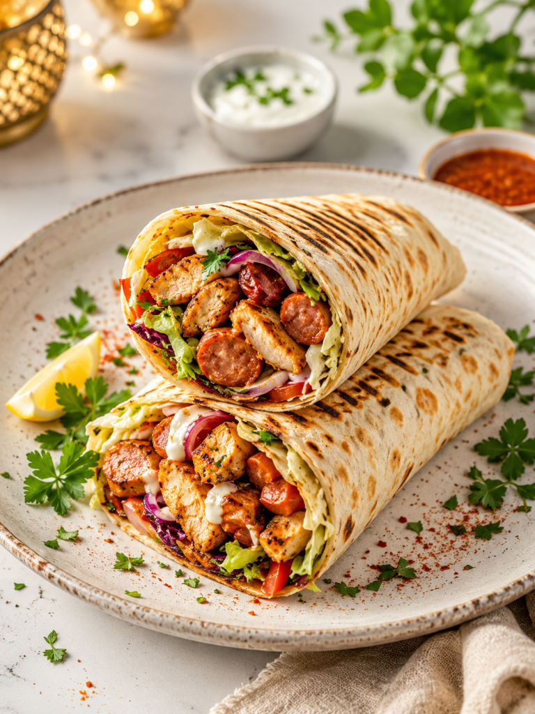 Sausage And Chicken Shawarma - Balanced Healthy Meals