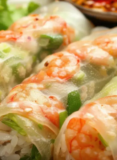 shrimp spring rolls with peanut sauce