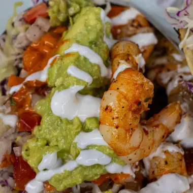 shrimp tacos with avocado crema