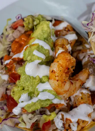 shrimp tacos with avocado crema