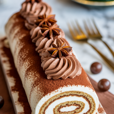 Tiramisu Yule Log Cake