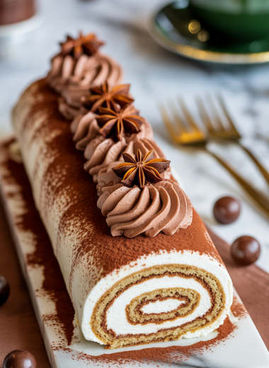 Tiramisu Yule Log Cake
