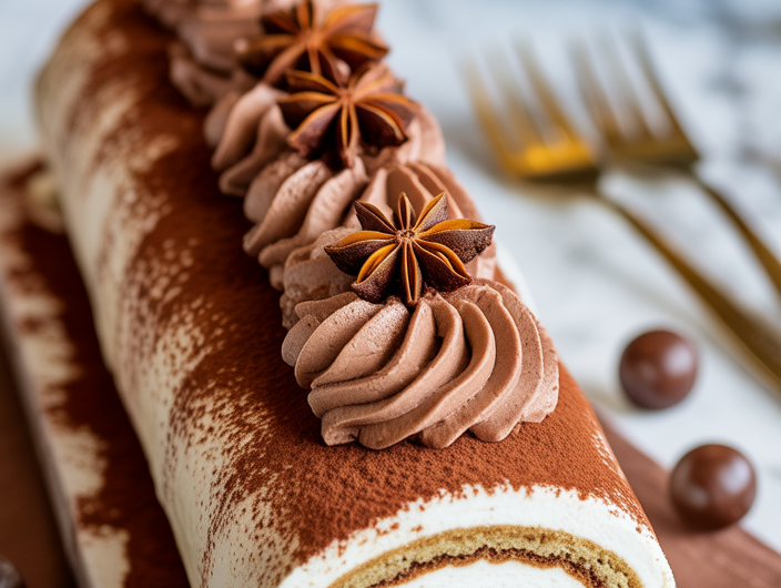 Tiramisu Yule Log Cake