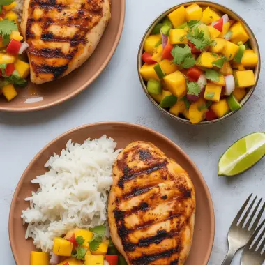 mango chicken rice bowl