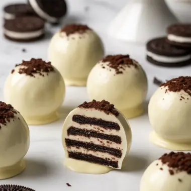 Oreo balls covered in White Chocolate