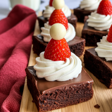 santa hat christmas brownies
