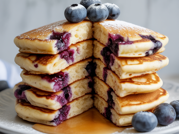 Greek Yogurt Blueberry Pancakes