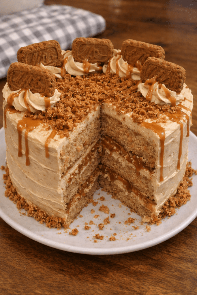 homemade biscoff cake slice