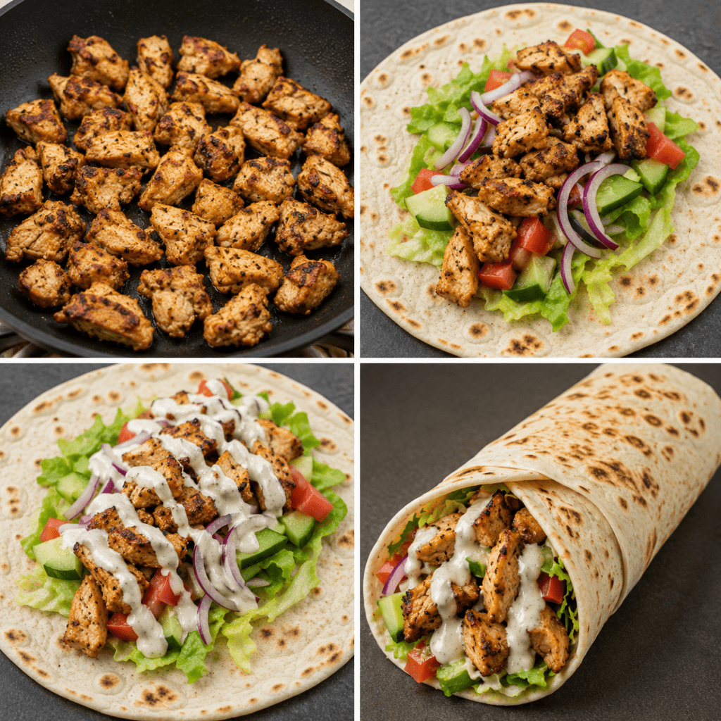 Step by step Chicken Shawarma Wrap